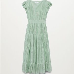 Mint Mango MNG dress, size 4 green midi maxi short sleeve